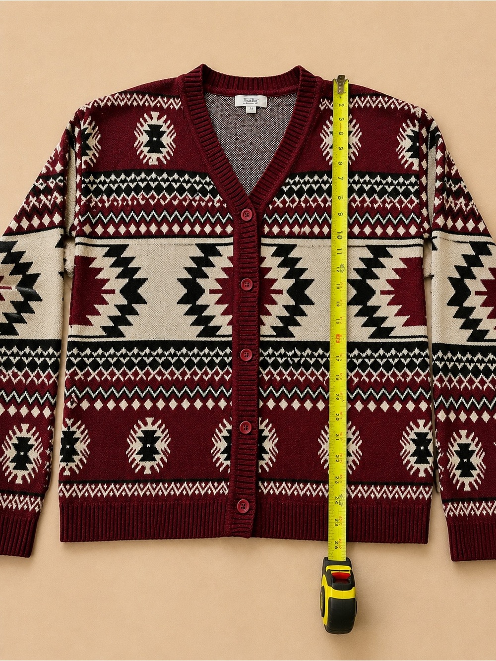 Myra bag- Southwestern Aztec knit button front cardigan - western boho style - Picture 6 of 8